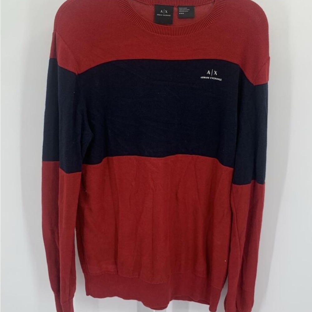 Armani Exchange Bold Red and Black Crewneck Sweater